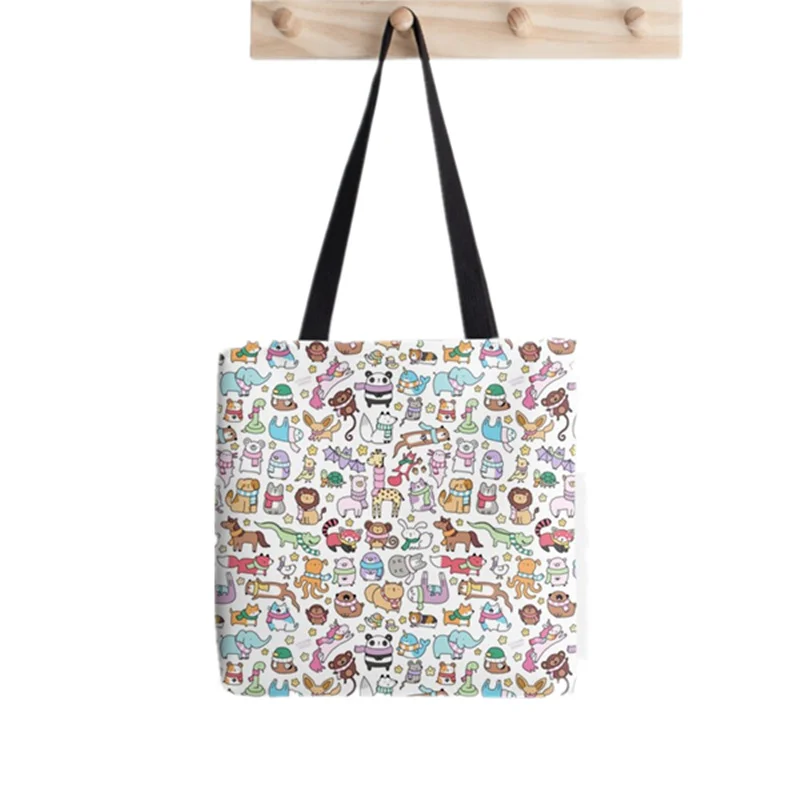 

Сумка-шоппер женская зимняя с принтом животных и шарфом