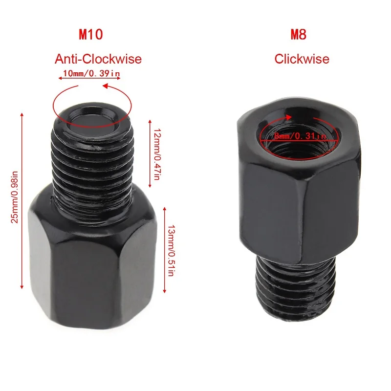 1PC M8-M10 LR 1 шт. зеркальный адаптер M8 M10 10 мм 8 мм Универсальный черный мотоцикл зеркало заднего вида адаптер болт стальной металлический для мотоцикла - Цвет: 1PC M8-M10 LR