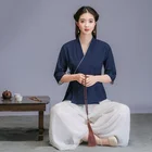 Улучшенный костюм Тан в китайском стиле, летний женский чайный костюм в стиле ретро, традиционная китайская одежда для женщин