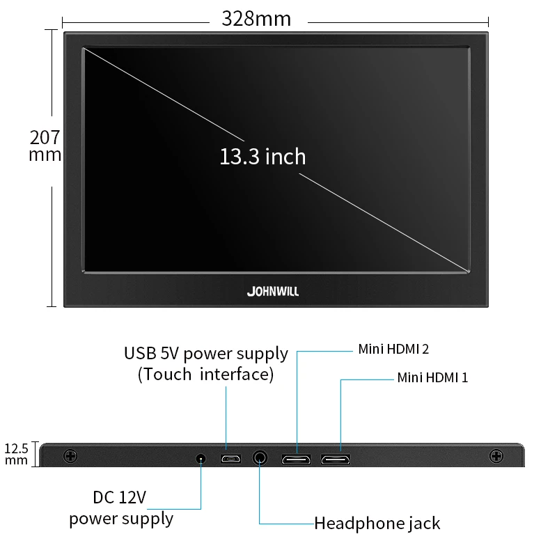 구매 13.3 휴대용 모니터 LCD 터치 스크린 HDMI 컴퓨터 모니터 Ps4 게임 노트북 스위치 라즈베리 파이 400 X 박스 베이비 모니터