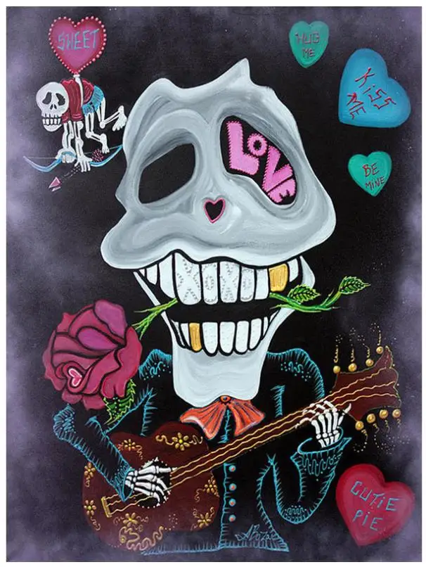 Алмазная мозаика на Хэллоуин Музыкальный Череп алмазная живопись рисунок