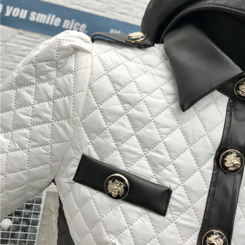 

Autumn Winter New Fashion Lapel Long Sleeve Black White Patchwork Crop Top Jackt Coat + Skirt Set Korean OL Women Two Piece Set