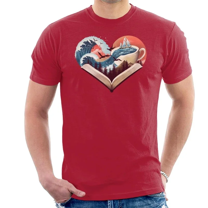 

New Printed Funny Retro Book Heart Men's T-Shirt women's tshirt