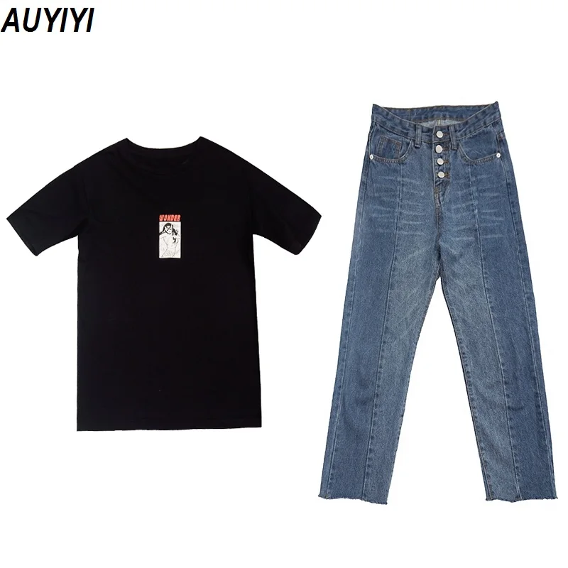 

AUYIYI 2021 Summer Fashion New Products Casual Wild Net Celebrity Retro Slim Denim Nine-Point Pants Female Trend