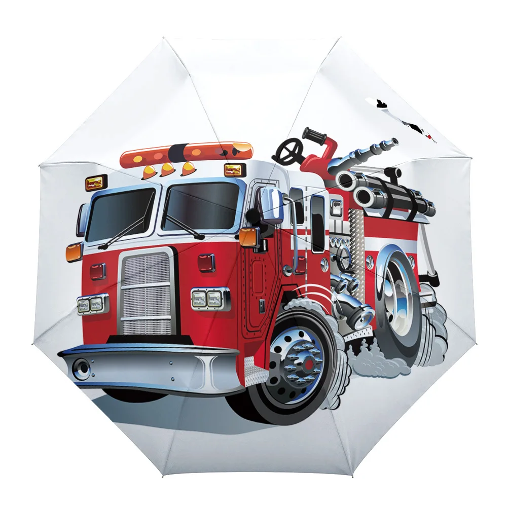 Мультфильм пожарная машина восемь костей Автоматический складной зонтик