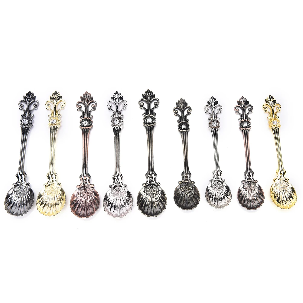 1Pcs fashion Coffee Spoon Kitchen Dining Bar Tool Dessert Vintage Arab Style Bronze Carved Small 9.8*2.1cm | Дом и сад