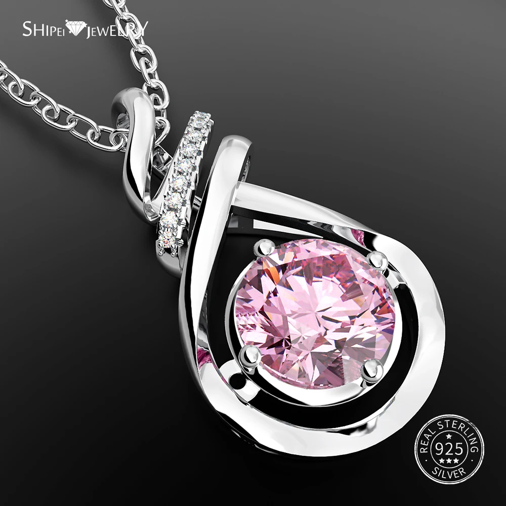 Женское ожерелье с подвеской из серебра 100% пробы натуральным сапфиром|Ожерелья| |