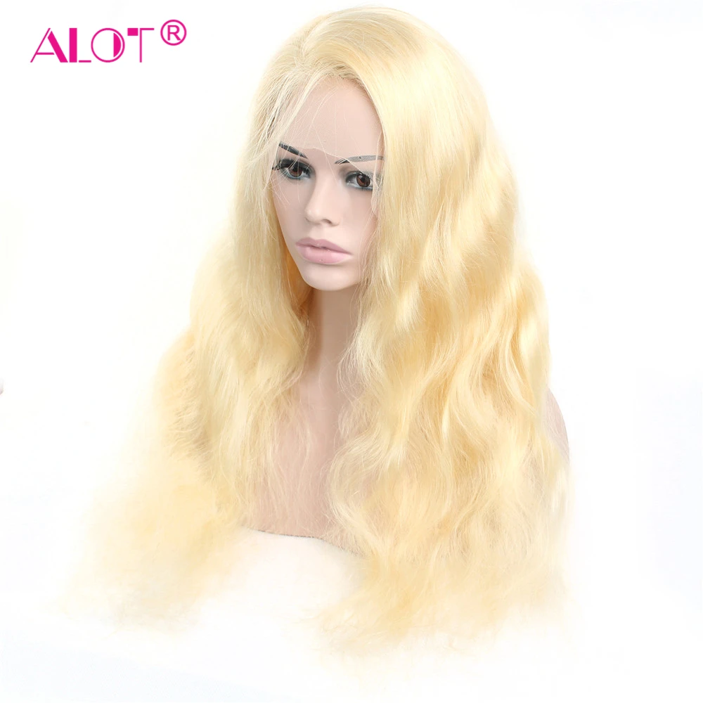 Glueless 613 Honey Blonde Lace Front Wig Human Hair 150% Transparent Lace Brazilian Body Wave Lace Front Wig Remy Hair Wig Alot