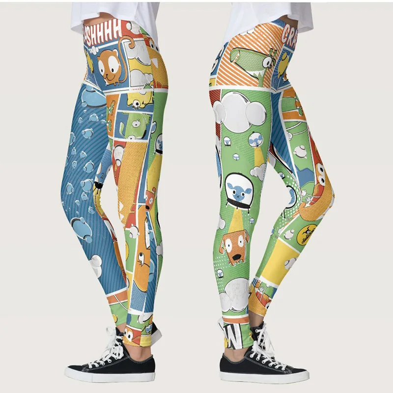 

Women's leggings style cute cartoon print colorful sexy leggings women's fitness high-waist stretch trousers