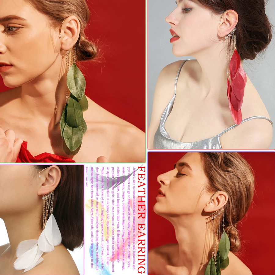 1 шт. богемные красочные серьги-петли с перьями для женщин аксессуары модные