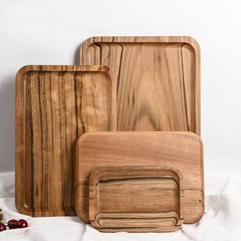 Японская прямоугольная деревянная тарелка для фруктов искусственный поднос чая