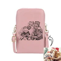 women fashion large capacity zipper mobile phone bag female leather purses card holder gift custom name photo engraving wallet