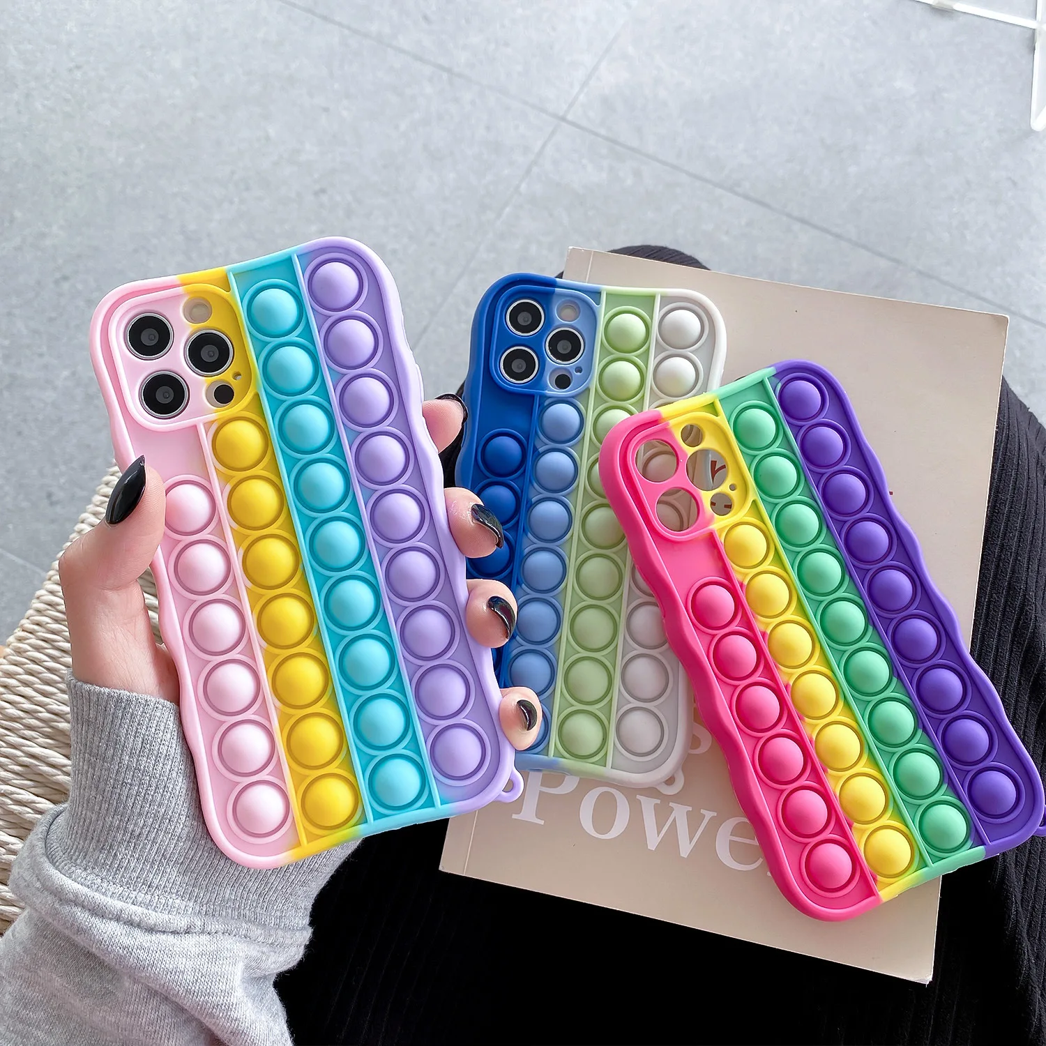 

Relive Stress Fidget Toys Pop Bubble Phone Case For iPhone 12 Pro Max Mini 11 Pro XR XS 8 X 7 6 Plus Soft Silicone Cover