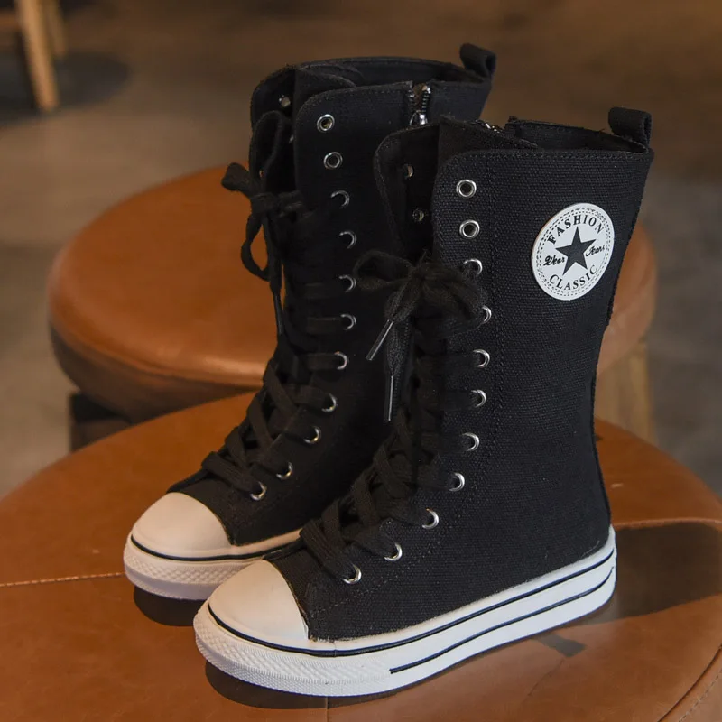 Bakkotie Kids Autumn Fashion Boots Baby Girls New White Sports High Boots Children Breathable Non-slip Black Casual Shoes - Цвет: Черный