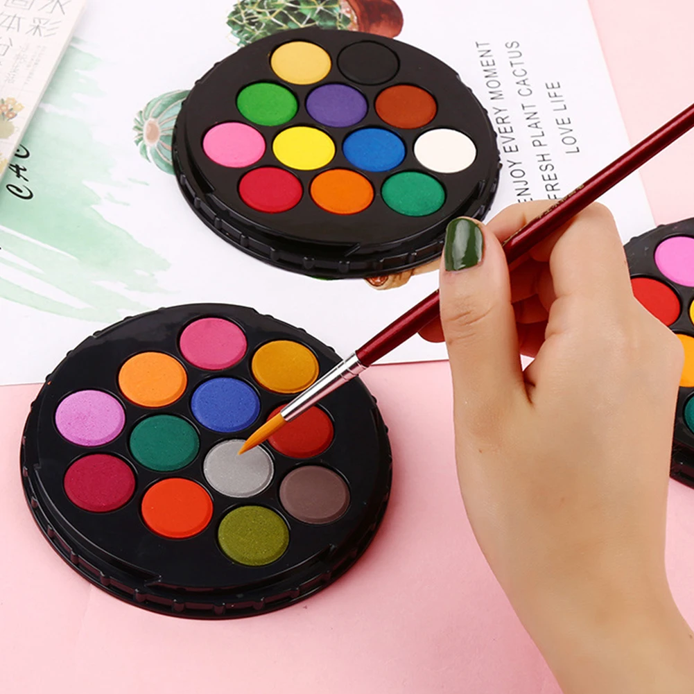 Набор акварельных красок 12/24 цветов компактные канцелярские принадлежности для