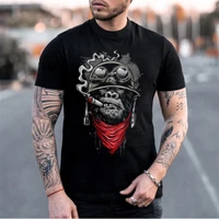 skull printed t shirt mens long sleeved streetwear casual hip hop top 3d printed o neck casual trendy fashion t shirt