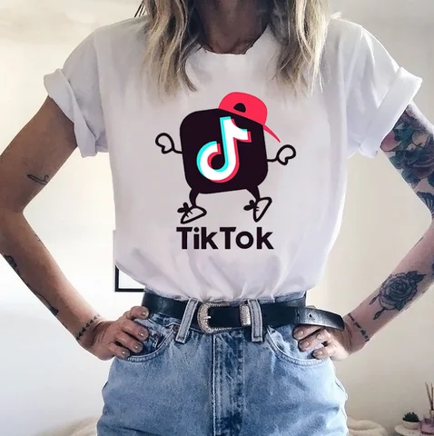 Милые женские летние уличные Топы TIK TOK, повседневные Популярные винтажные женские футболки