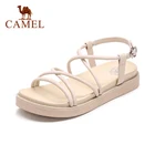 Верблюжий женский ремень из воловьей кожи плоские повседневные босоножки Универсальный удобный женские римские сандалии 2021 Летний Новый Стиль