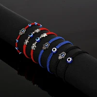 blue lucky evil eye hand of fatima bracelet for women men lovers handmade black string thread rope couple bracelets jewelry gift