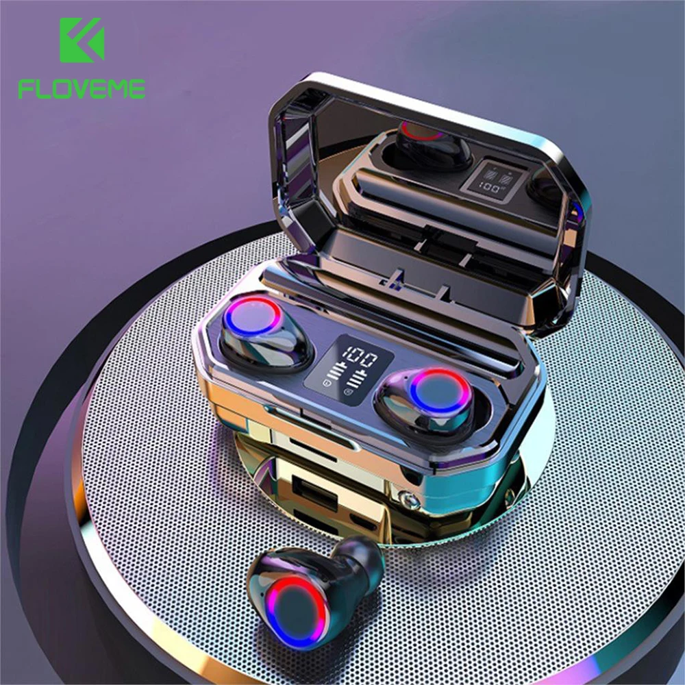 

FLOVEME TWS Bluetooth 5.1Wireless Earphone 9D Stereo Sports Waterproof Headset with mic For Iphone Xiaomi Huawei All Smart Phone