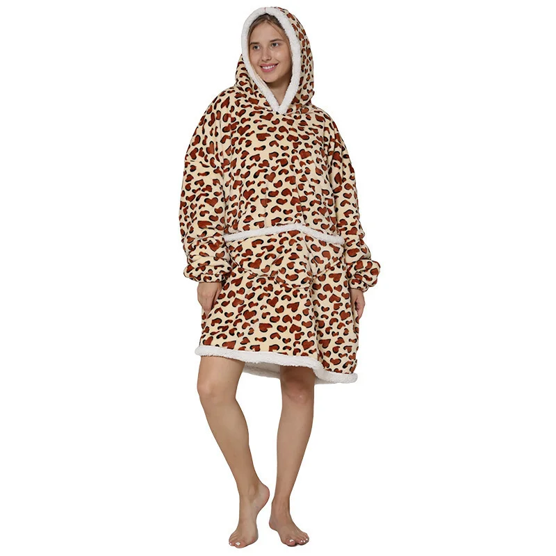 

Women Thickened Double Layer Lazy Pajamas Blanket Soft Lazy Hooded Pajamas