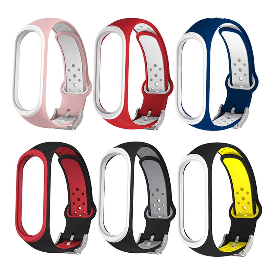 Двухцветный браслет для Xiaomi Mi Band 4 3 спортивный ремешок часов силиконовый xiaomi mi band