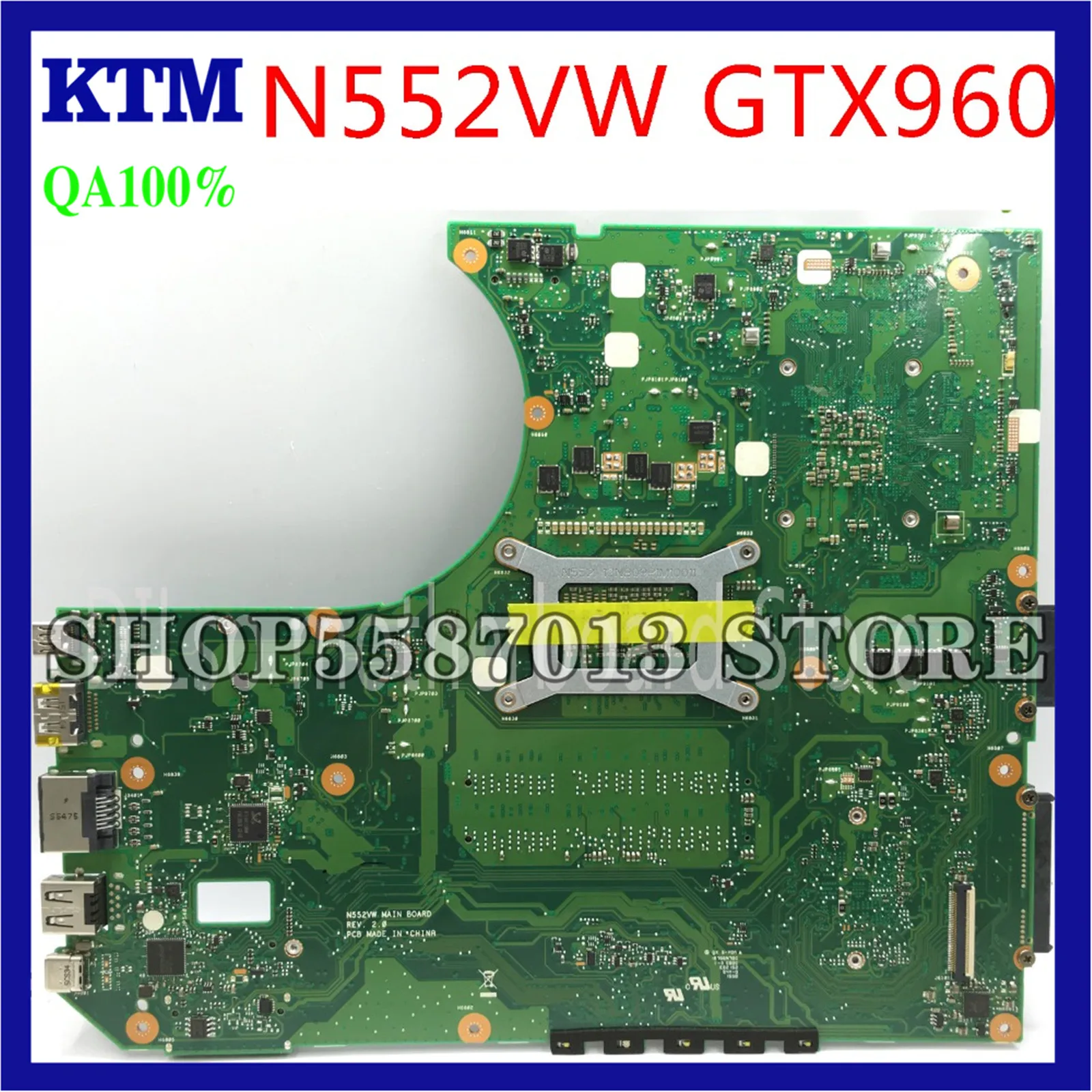 

KEFU N552VW For ASUS N552V N552VW Laptop Mainboard I5-6300HQ Motherboard REV2.0 original Motherboard Test work 100%