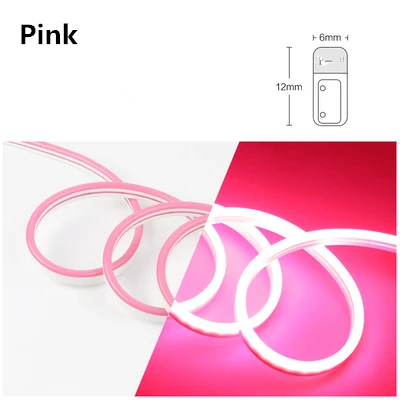 Pink 12 В светодиодная неоновая подсветка для салона автомобиля знак веревка гибкая лента мягкий бар кремний водонепроницаемый 2835 SMD белый красный зеленый желтый розовый, ледяной голубой - Испускаемый цвет: Pink