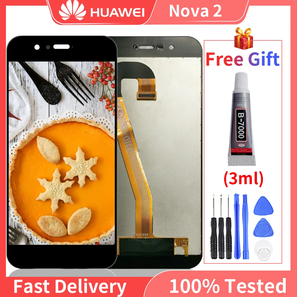 

100% Оригинальный 5,0 ''ЖК-дисплей для Huawei Nova 2, сенсорный экран, ЖК-дисплей, телефон, цифровой преобразователь в сборе