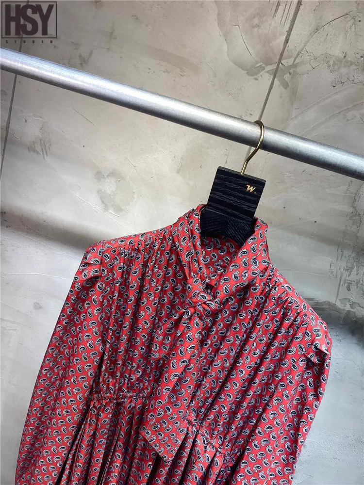 【HSY】2020 Весна новое женское подиумное винтажное платье с принтом Пейсли лентами