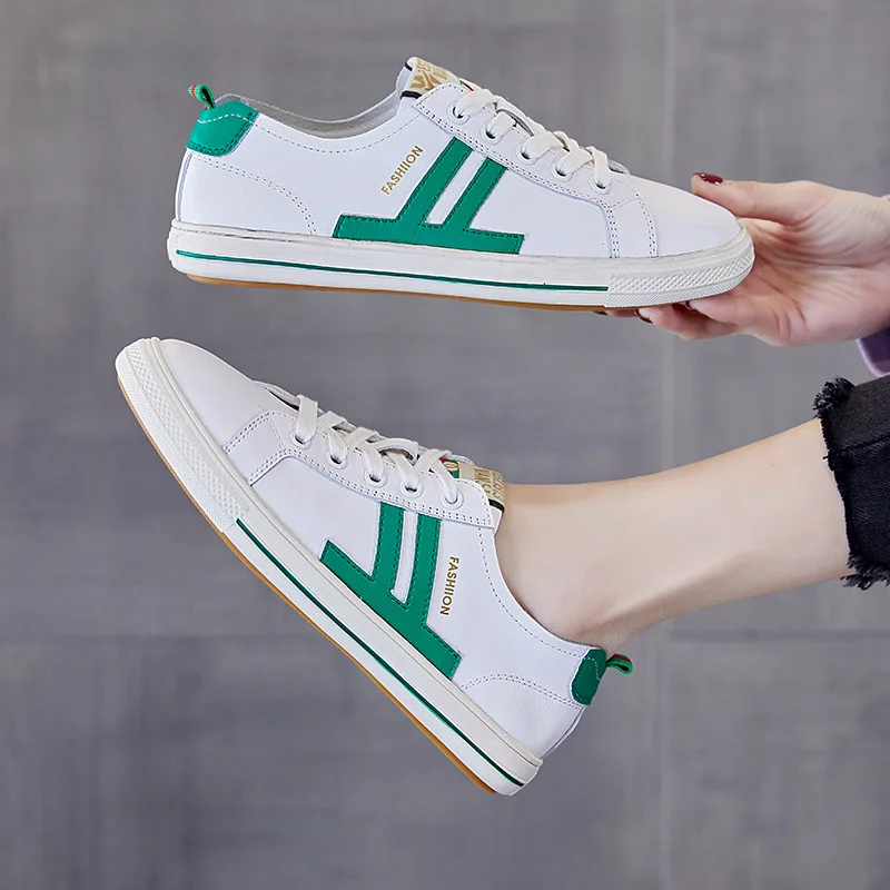 

Casual shoes female 2021 new spring shallow mouth single shoes head layer cowhide one white shoe processing customization