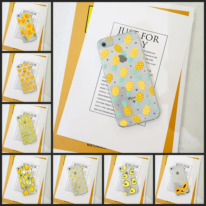 Силиконовый чехол для телефона iPhone 5C желтая ананас цветок лимон улыбка |