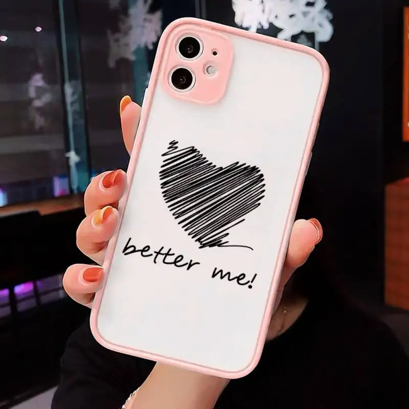 

Couples Cartoon Lovely Heart Painted Phone Cases matte transparent For Pink iPhone 7 8 x xs xr 11 12 pro plus max mini Clear