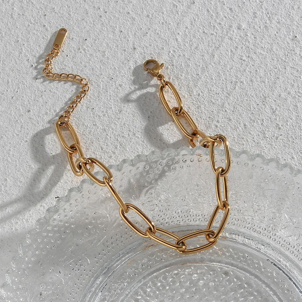 Стильный лоскутный Овальный квадратный кубинский браслет-цепочка из звеньев