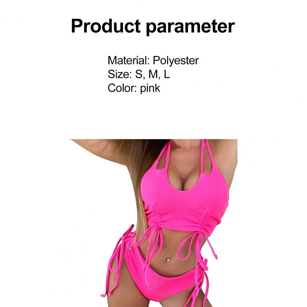 

80% Hot Sell Women Sexy Pink Bra Underwear Bikini Set Swimsuit Split Swimwear for Beach Swimming