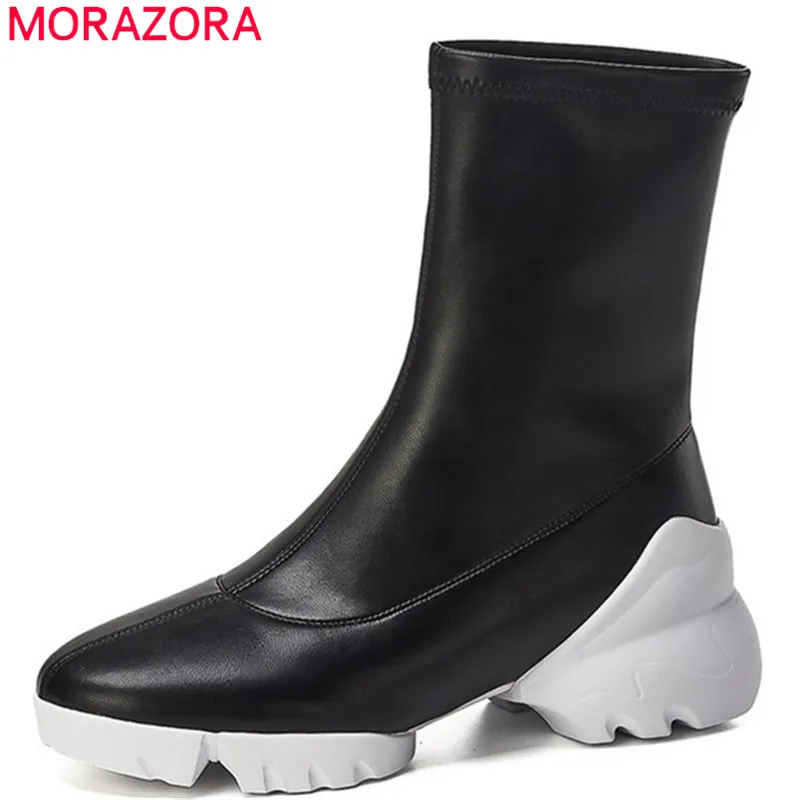 MORAZORA/2020 Новое поступление обувь на плоской платформе женские ботильоны сезон