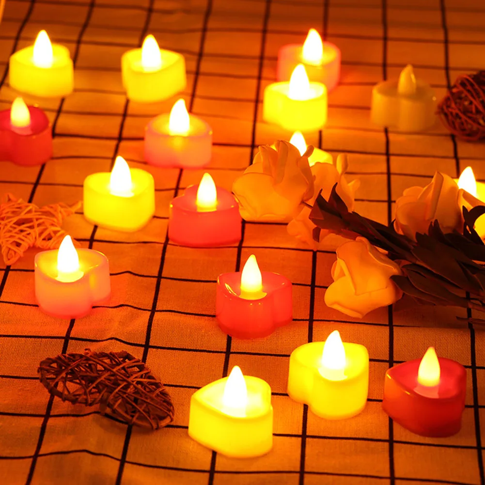 

24pcs LED Electronic Tealights Simulation Colorful Flickering Candles Lamps Romantic Light Wedding Holiday Party Home Decoration