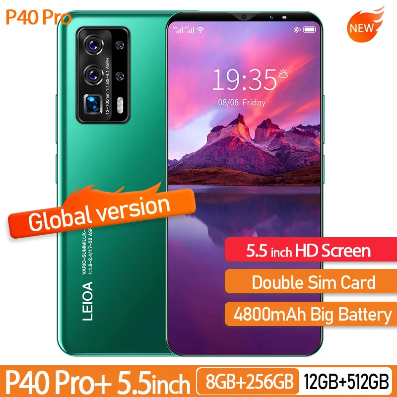 Смартфон Android P40 Pro 5 дюйма 12 + 512 ГБ 4800 мАч|Бамперы| |