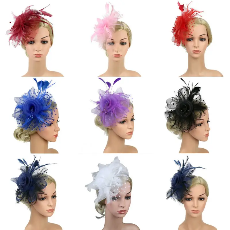Миниатюрная шляпа с цветами и перьями Свадебная вуалетка Royal Ascot Race| |