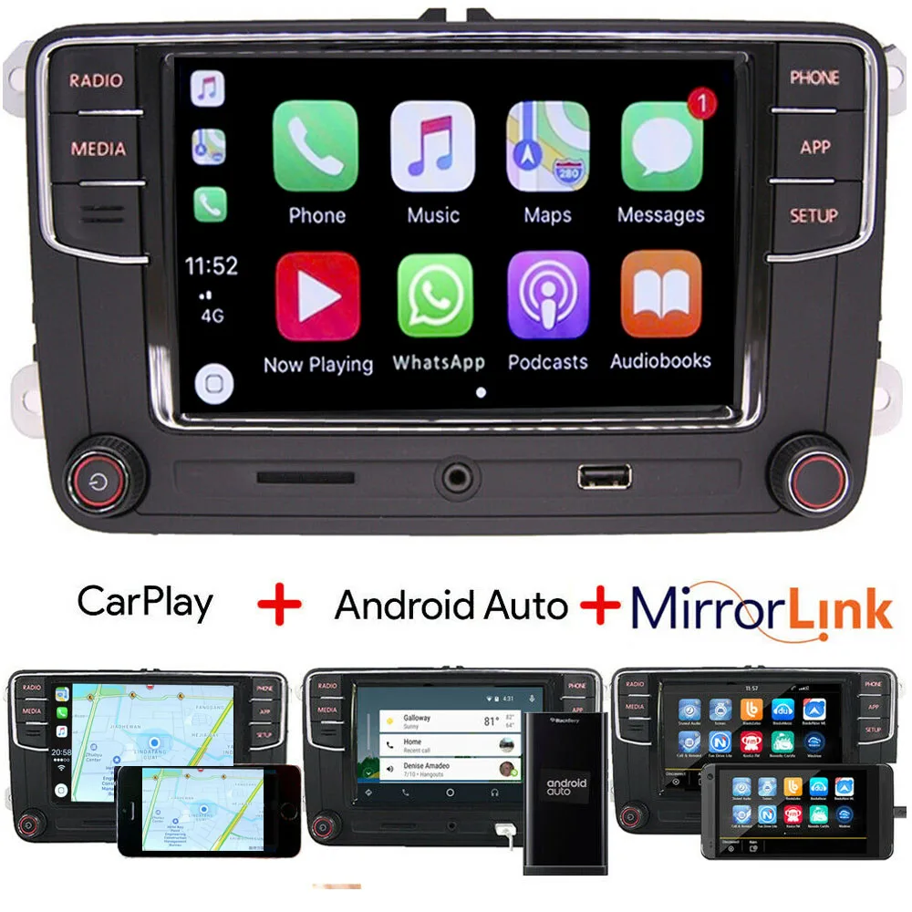 Автомобильное аудио-радио RCD330 Android авто, Carplay, MirrorLink, Bluetooth, OPS, RVC, AUX, USB для Volkswagen GOLF PASSAT POLO