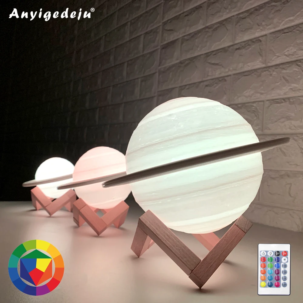 

Новейшая модель; 3D печать лампа Сатурна дома украшения спальни светодиодный Ночной светильник с пультом дистанционного управления для дет...