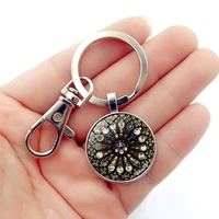 wg 1pc notre dame cathedrals rose window time gemstone cabochon keyrings keychain metal pendant keychain jewelry for friend