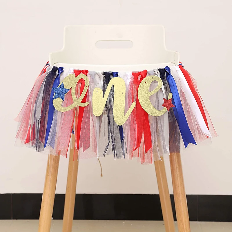 

1PC Birthday Banner Highchair Tulle Garland Banner First Baby Shower Photo Prop Girl Boy Birthday Decoration
