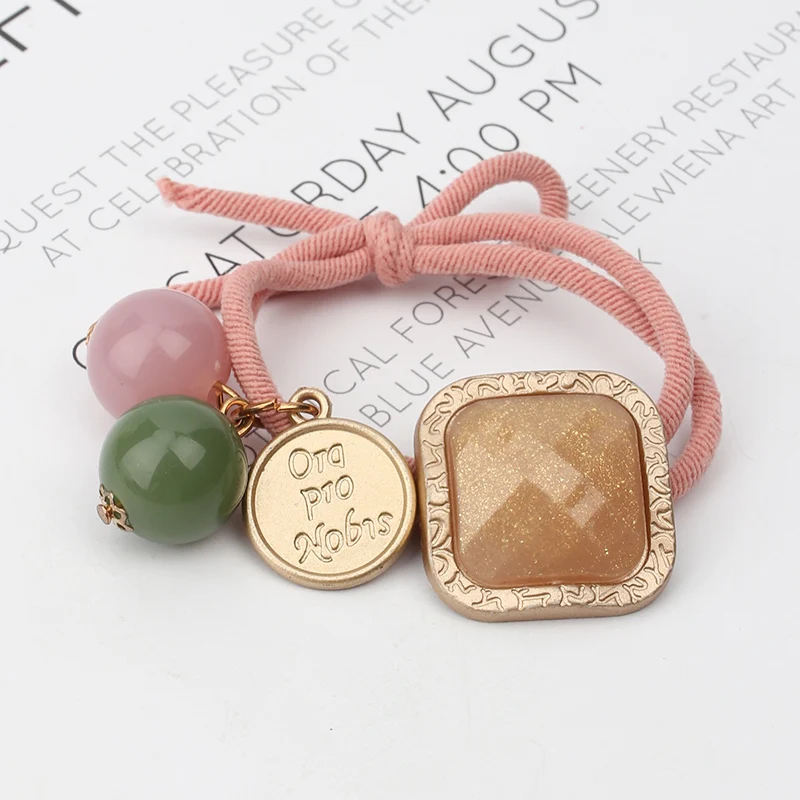 

Fashion Elastic Rubber Bands For Women Acrylic Geometric Stones Hollow Crystal Charms Hair Ties Rope Girls Hair Accessories