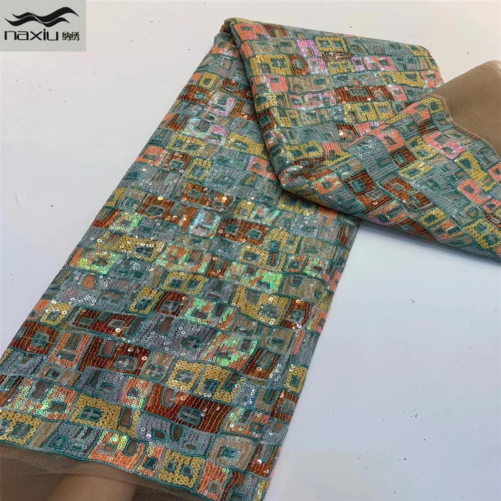 

Кружевная ткань с вышивкой и блестками Madison, африканская французская сетчатая Тюлевая кружевная ткань для нигерийского шитья свадебной веч...