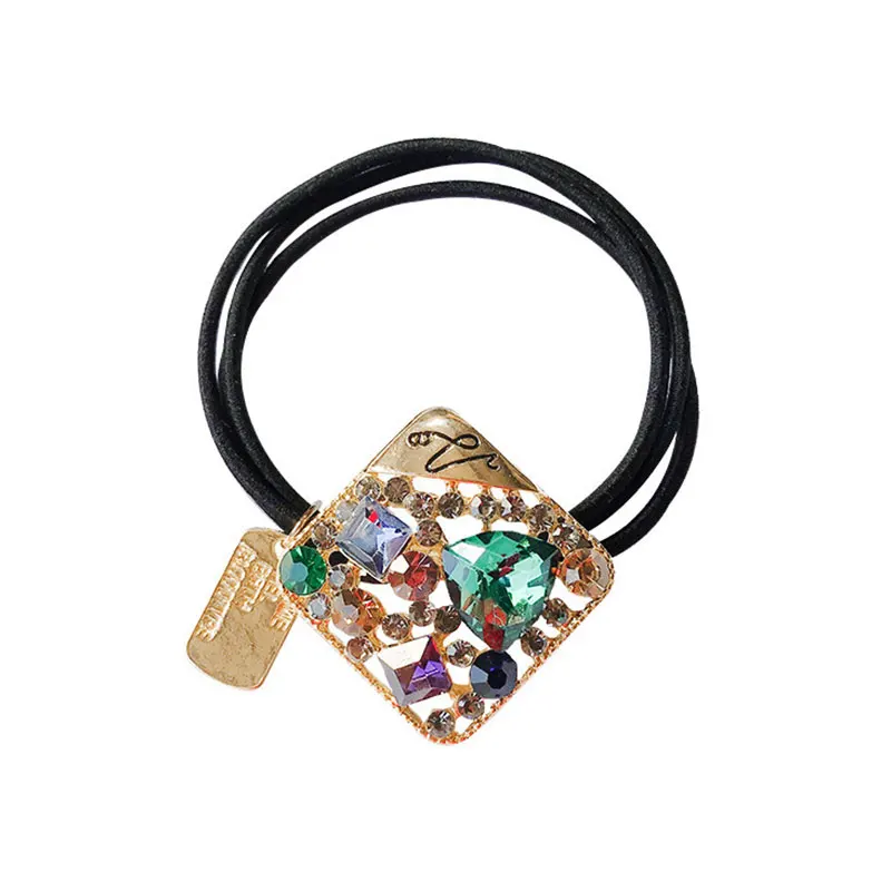 

Female Rough Tie Stretch Ponytail Ins Hair Ring Fashion Crystal Rhinestone Hair Rope Net Red Tie Simple Hair Rope Multi-colors