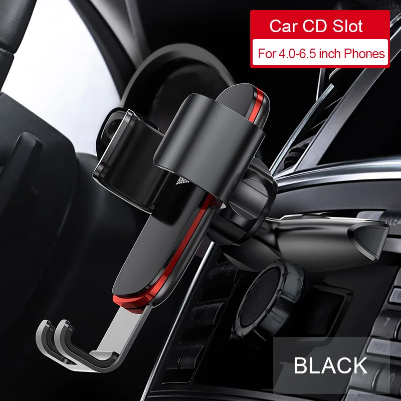 Car CD Slot BLACK Автомобильный держатель для телефона Baseus Gravity для автомобиля, CD слот, держатель для телефона на вентиляционное отверстие, подставка для iPhone X, samsung, металлический держатель для мобильного телефона - Цвет: Car CD Slot BLACK