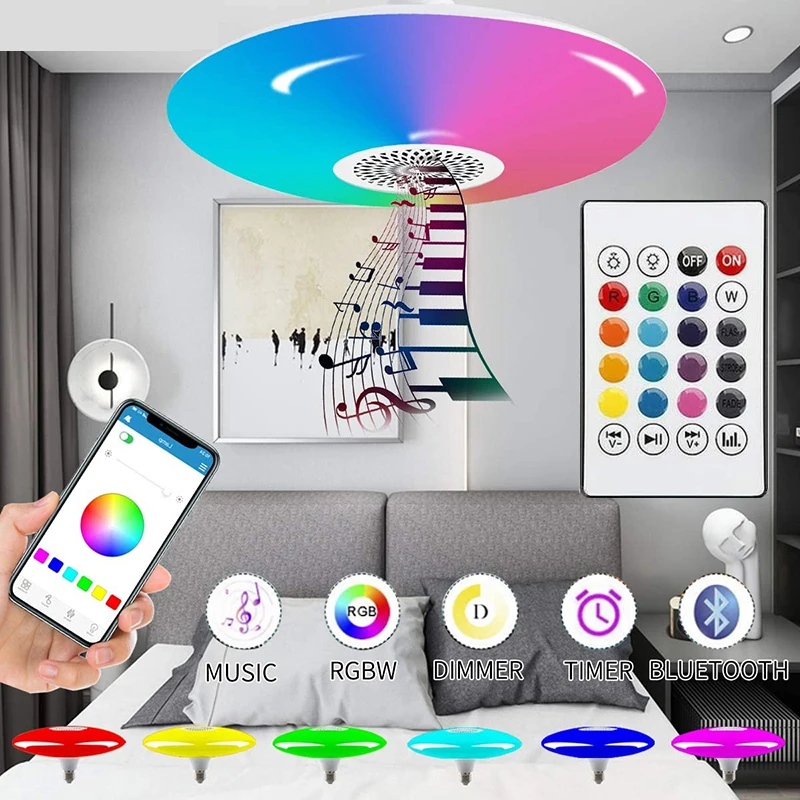 

Современные RGB светодиодный потолочный светильник s Домашний Светильник ing E27 APP bluetooth Музыка светильник Спальня лампы Смарт потолочный свет...