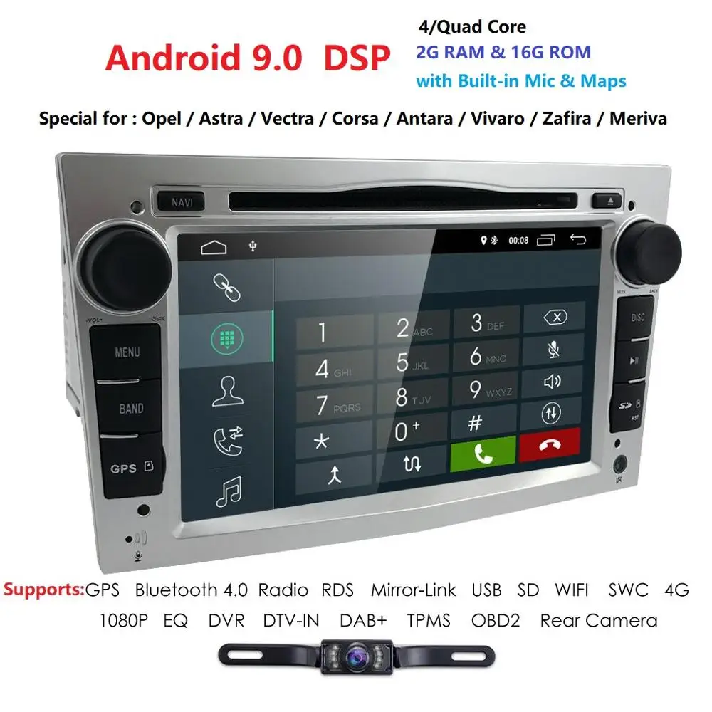 Ips DSP Авторадио 2GB Android9.0 2 DIN Автомобильный gps для opel Vauxhall Astra H G J Vectra Antara Zafira Corsa Vivaro