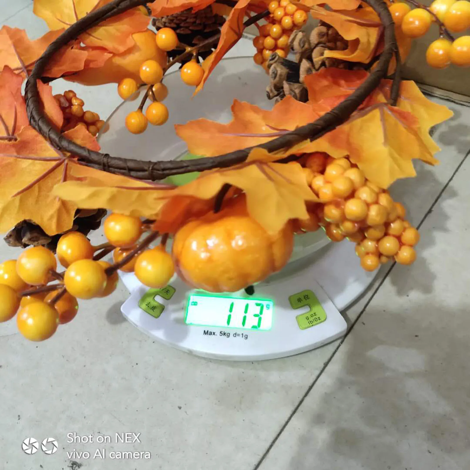 

Autumn Xmas Wreath Pumpkin Berry Decoration Maple Leaf Garland Rattan Artificial Fall Wreath Front Door Home Decor Thanksgiving